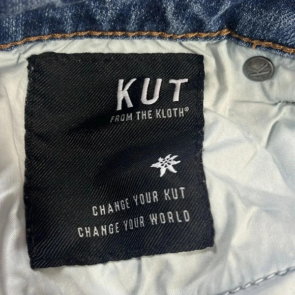 Kut from the Kloth jeans rolled cuff capri denim jeans light distress size 4 - Picture 13 of 15